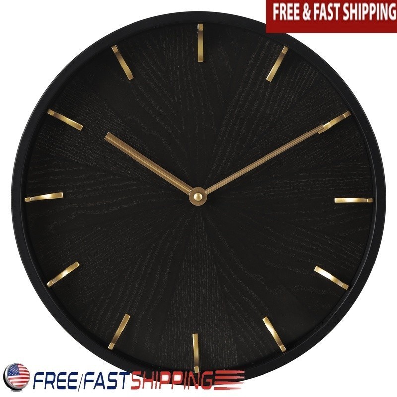 Quartz Wall Clock 11.5 Inch Modern Design Easy Install Indoor Decor Black Frame