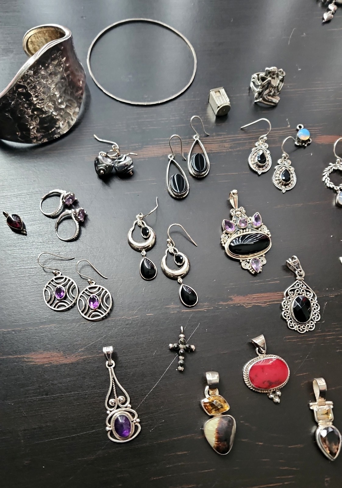 Sterling Silver Jewelry Lot 317.5g Vintage Mexico TAXCO Gemstones Wholesale Bulk