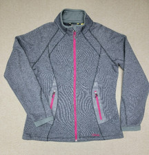 CABELA'S Women's LARGE Gray Fleece Full Zip Jacket Zip Pockets Mock Neck