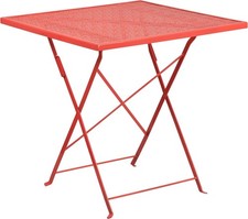 Flash Furniture Oia Commercial Grade 28" Square Coral Indoor-Outdoor Steel