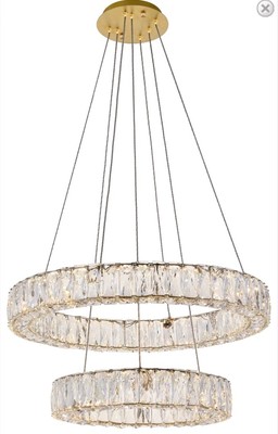 Elegant Lighting 3503G18G Monroe LED 18 inch Gold Pendant Ceiling Light 