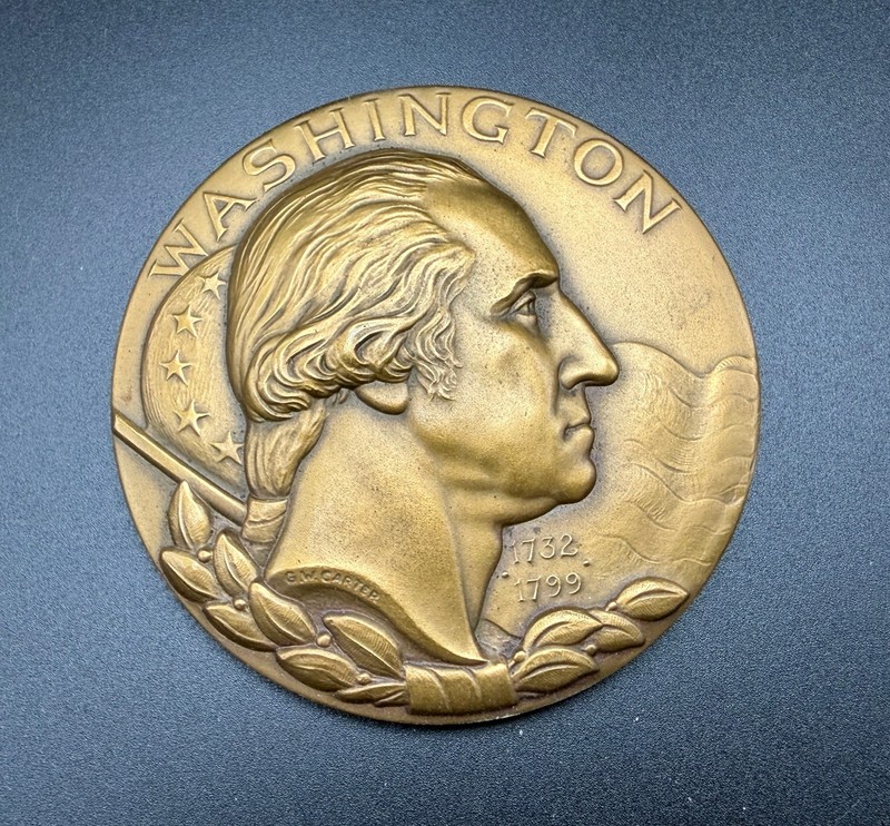 1966 Hall of Fame Great Americans NYU George Washington 76mm Bronze Medal / Box