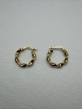 Beautiful 14K Yellow Gold Plated Twisted Round Hoop Earrings Clip On Closure