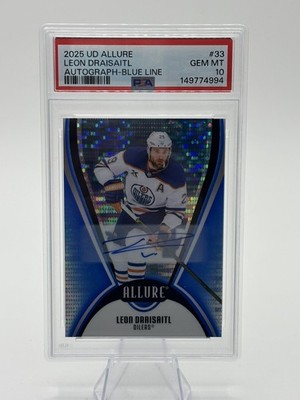 Leon Draisaitl 2025-26 Upper Deck Allure Autographs Blue Line #/35 PSA 10 POP 1