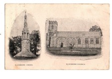 Yorkshire. Sledmere Cross & Church. Posted at Sledmere.