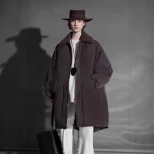 Retro Stand Collar Warm Fur Collar Down Jacket Loose Mid Long Duck Down Jackets