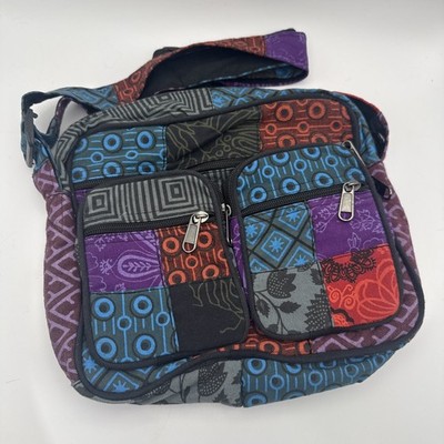 New Kathmandu Imports Crossbody Bag Patchwork Pattern 10x9  Zip Pockets