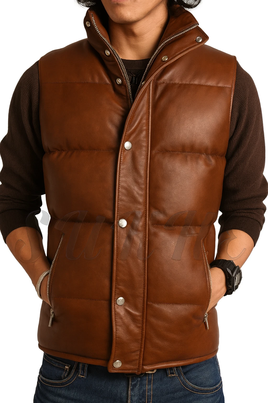 Tan Color Custom Made Premium Genuine Leather Puffer Vest Insulated Warm Vests
Opens in a new window