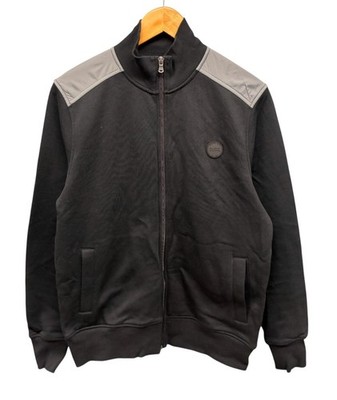 Michael Kors Men's Medium Black Gray Full Zip Logo Shoulder Jacket Pockets