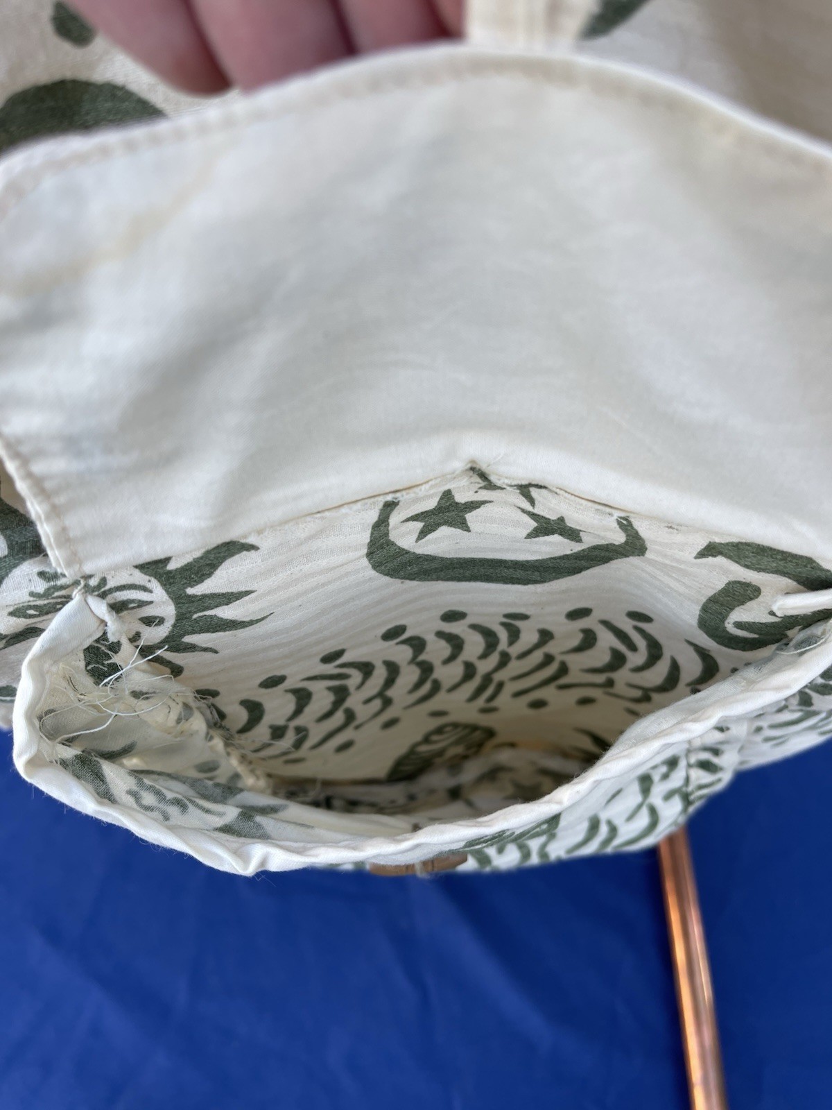 Boho Lightweight Drawstring Cotton Backpack Cream… - image 8