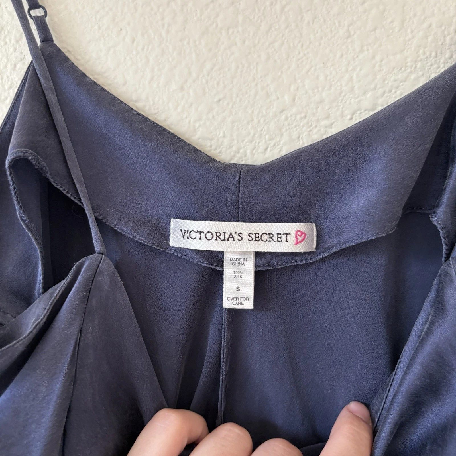 UNDERCOVER Victoria’s Secret Mini Abito Slip Senza Spalline in Seta Blu Navy Spacchi Laterali S