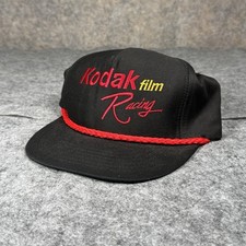 Vintage 90s Kodak Film Racing Black Snapback Rope Hat Adjustable Made In USA