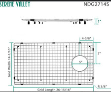 Serene Valley Sink Bottom Grid 26-15/16" X 14-1/16" Right Drain - NDG2714S