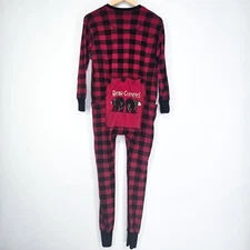 Lazy One Piece Flap Jacks Buffalo Plaid Pajamas Trap XS Red Black Christmas