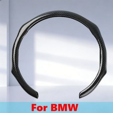 For Bmw Car Steering Wheel Cover Glossy Black Carbon Fiber Wrap Grip Anti-skid