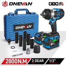 Cordless Impact Wrench 2800Nm High Torque Impact Gun 1/2" Drive Wtih 2Batteries