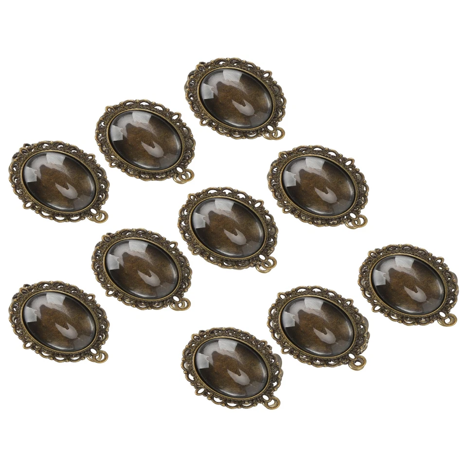 10 Sets Glass Patch Pendant Oval Trays Glass Cabochon Clear Dome Tiles DIY - Bild 4 von 4