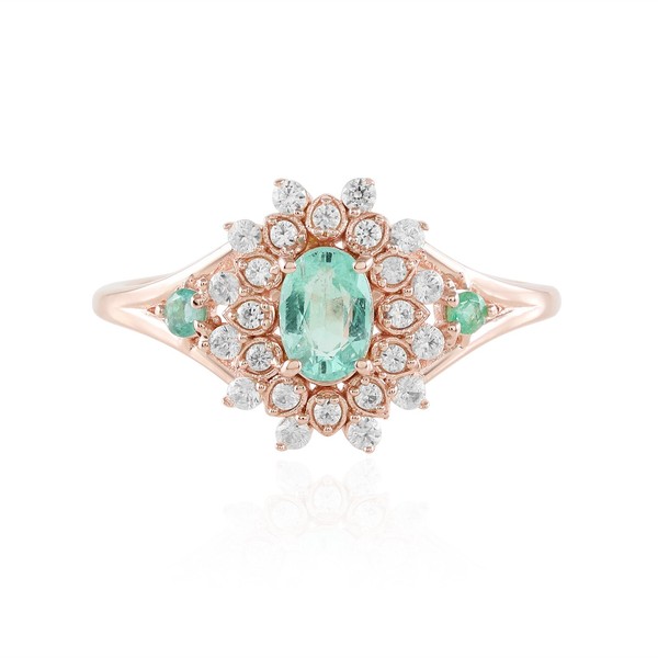 Cavill Ring Kolumbianischer Smaragd 0,83Ct 925 Silber RoséGold Damen--image
