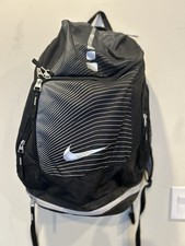 NikeHoops Elite Max Air Team backpack featuring black white striped graphics