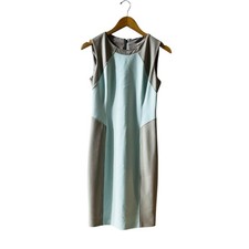 T Tahari Colorblock Sleeveless Sheath Dress Size 2 Ivory Tan