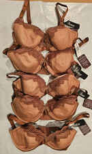 Felina Paramour Bra LOT OF 5 Brown Celestine Mesh Lace Lined Underwire 34G NWT