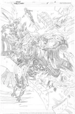 Eaton TITANS GIANT 4 pg 2 TEEN TITANS VS T REX DINO SPLASH- VIRGIN PENCILS - WOW