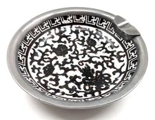 Vintage Porcelain & Metal Ashtray Made in Japan, Decorated in Hong Kong, VG Cond