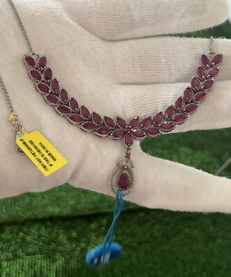 STS Designer Niassa Rubin Sterling Silber 925 Halskette Neu mit Etikett