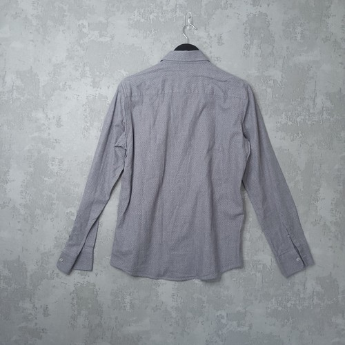 Adolfo Dominguez Shirt Men's Medium Grey Micro Print Long Sleeve Casual Button - Picture 2 of 8