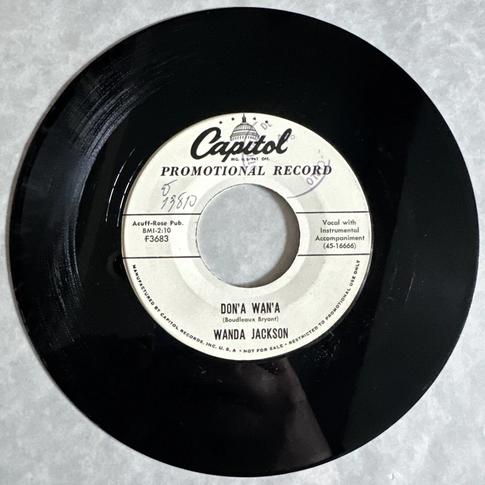 Wanda Jackson Let Me Explain/don’a Wan’a Single promo 1957 Us Press Rockabilly - Image 3 of 4