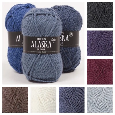 Drops Alaska Yarn - Aran Weight 100% Pure Wool For Knitting Crochet 50gr Balls