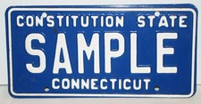 COLLECTIBLE LICENSE PLATE SAMPLE SAM CONNECTICUT CONSTITUTION CT HARTFORD 1997