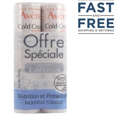 2 x Avene COLD CREAM Lip Balm Stick Nourishing 4g / 0.14oz  EXP:09/2027