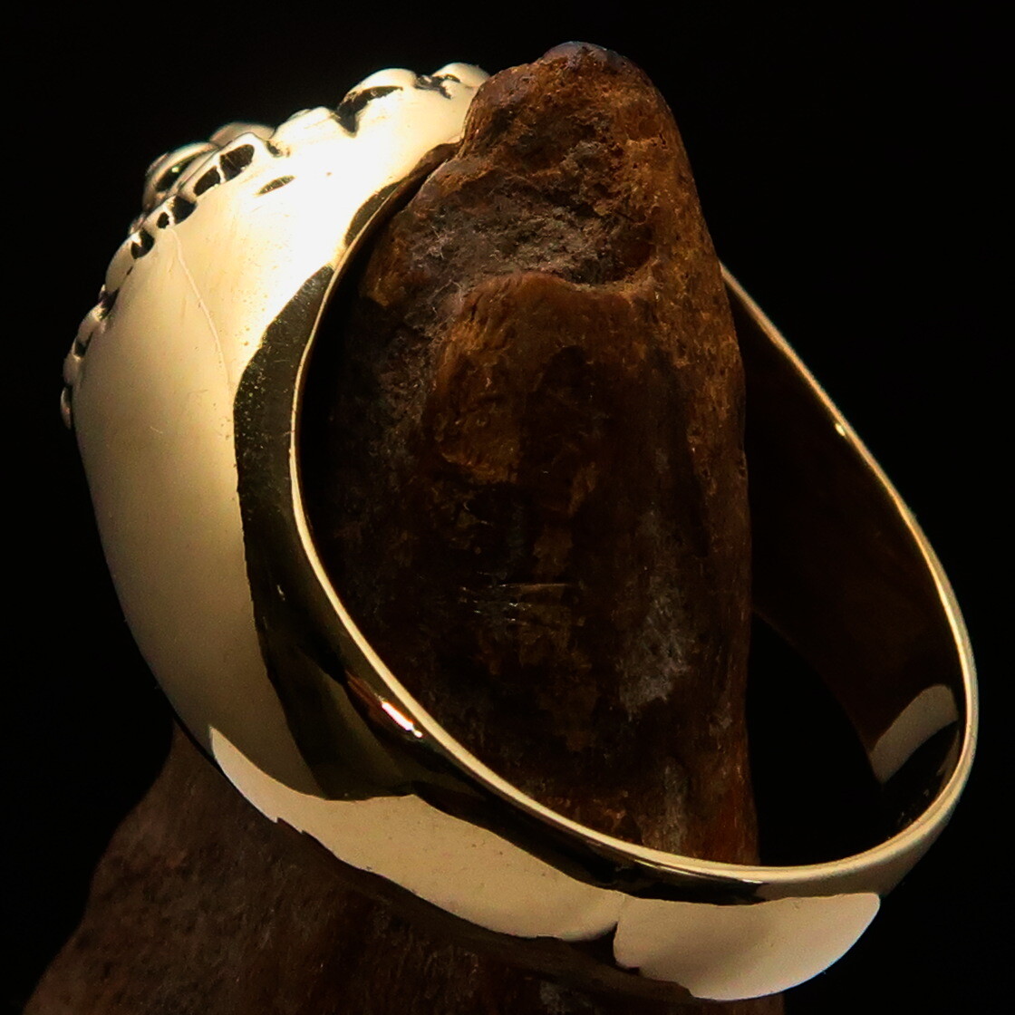 Anello Biker Spirituale Barong Balinese in Ottone Massiccio foto 5
