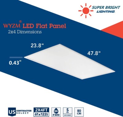 4pc 2x4FT LED Flat Panel Troffer Light Recessed Back-Lit Drop Ceiling Lights 75W