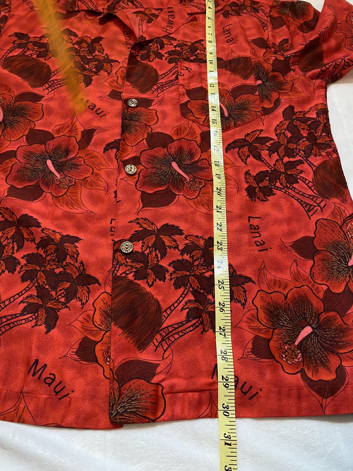 Vtg 60s 70s Royal Hawaiian Mens Red Floral Tropic… - image 6