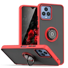 For T-Mobile Revvl 6X/Pro 5G Ring Case Magnetic Stand Clear Back +Tempered Glass