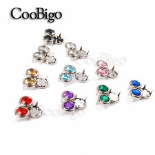 100X Clawed Rhinestone Studs Round Plane Rivet For DIY Punk Rock Accessories