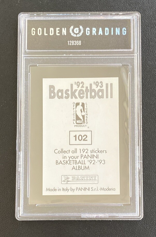 Michael Jordan 1992 Panini Foil Sticker Card 102 Golden Grading 8 NM
