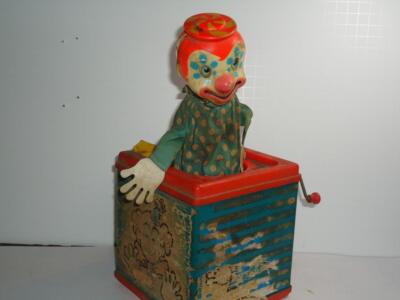 TWO VINTAGE JACK IN THE BOX TOYS - MATTEL 1976 & MERITUS