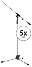 5x Set Profi DJ PA Mikrofon Ständer Mic Stativ Bühnen Stand Chrom Galgen Gesang