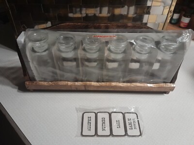 Antique Vintage Kitchenware Wooden Spice Rack Gambles Japan Okubo Glass Brand...