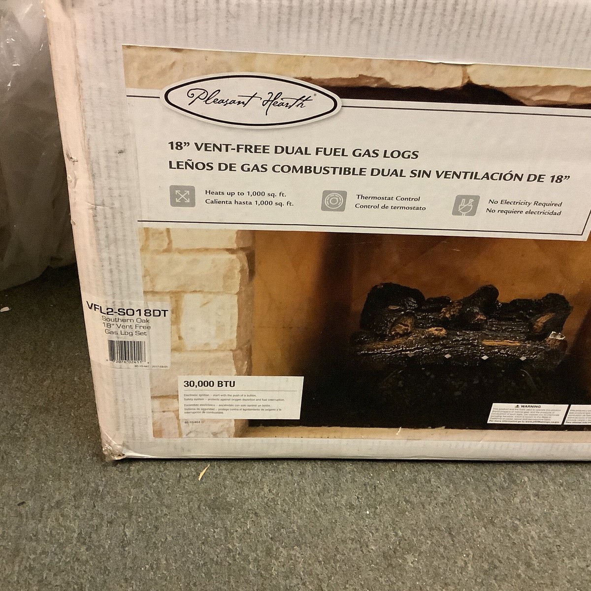 Pleasant Hearth VFL2-SO18DT 18u0026#034; Southern Oak Vent Gas Log Set 30 000  BTU | eBay
