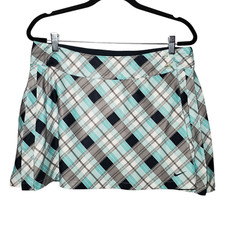 Nike Reversible Plaid Wrap Skirt Women's L Blue Green Plaid Tennis Pickleball