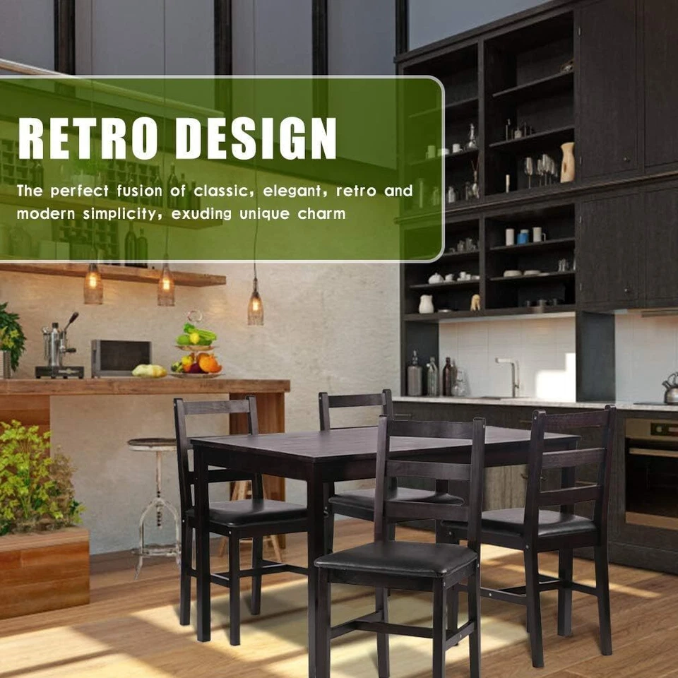 Juego de mesa de cocina y mesa de comedor, elegantes juegos de cocina de madera para 2 o 4 Foto 3 de 4