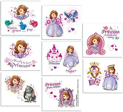 Sofía la Primera Tatuajes Temporales Niña Cumpleaños Fiesta Favores Suministros ~ 2 Hojas Foto 4 de 4
