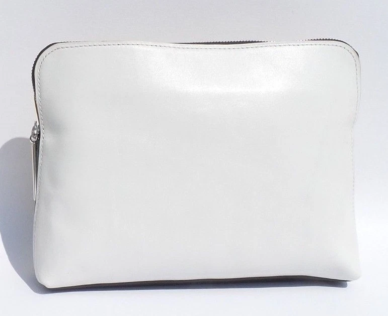 3.1 PHILLIP LIM Yellow White Black Leather 31 Minute Clutch Zip Cosmetic Pouch