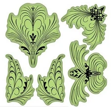Inkadinkado Elegant Flourishes lines and swirls Set Cling Rubber Stamp