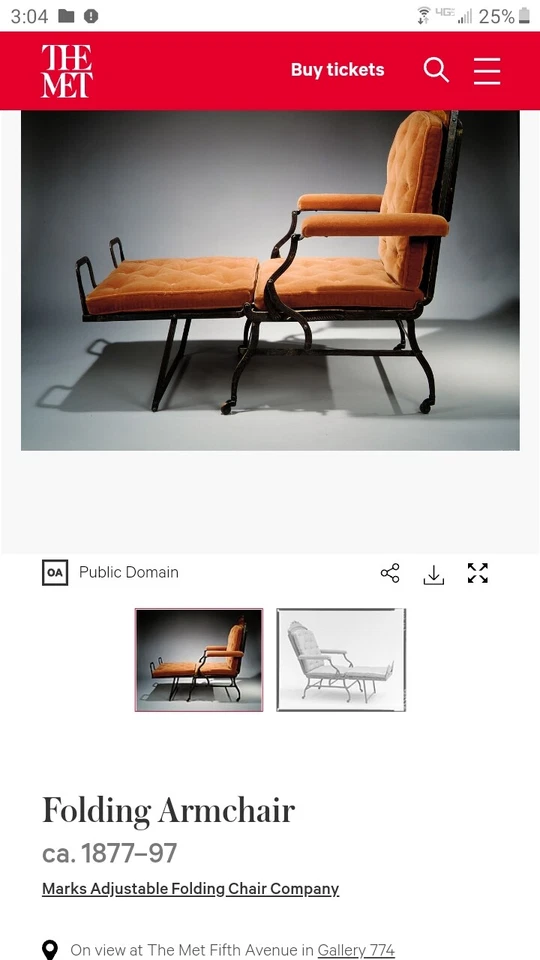 Marks A.F. limitada, Nueva York, Industrial, Metal fundido, Nueva York, Ajustable, Silla estilo campaña Foto 4 de 4