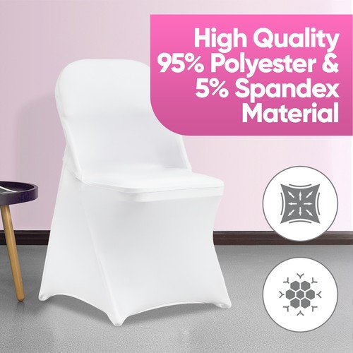 Spandex Silla Fundas para Plegable Blanco Elástico Banquete Decoración de Boda - Imagen 8 de 13